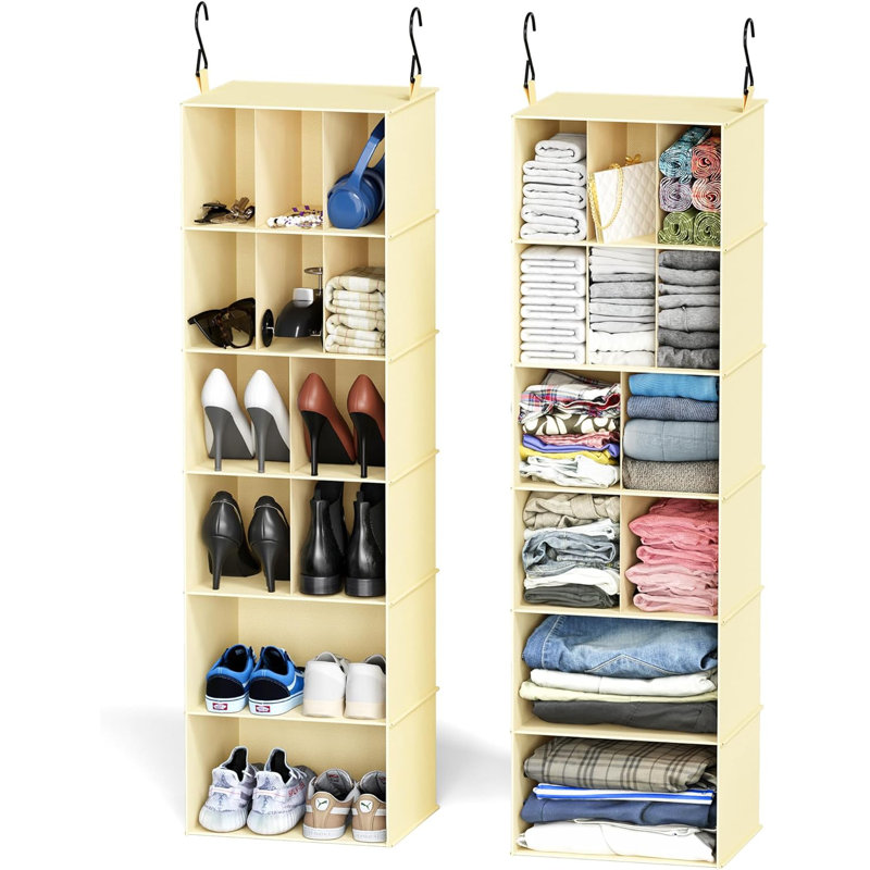 14 Pair Hanging Shoe Organizer, Beige