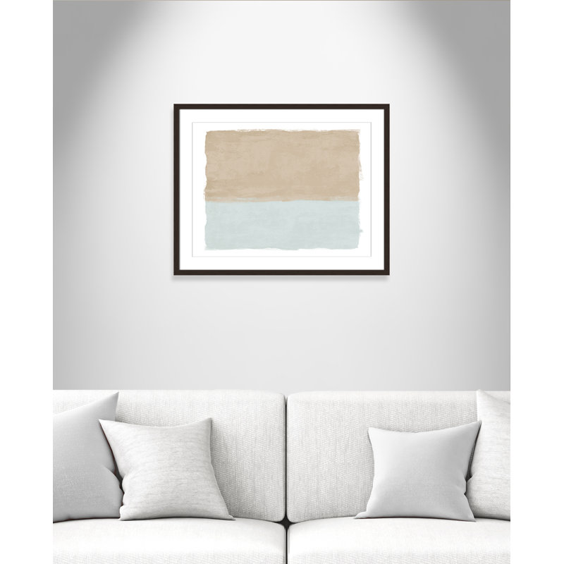 Sable et ciel II - reproduction de paysage par Natalie Carpentieri, L 29,5 po x H 23,5 po, Matted Print, Noyer à grain ouvert