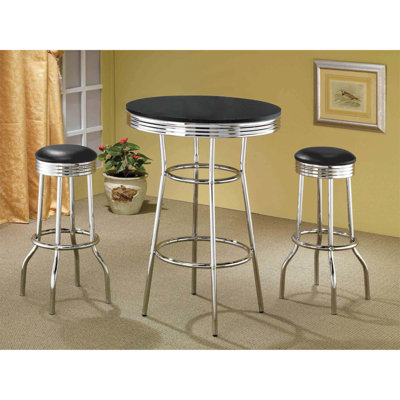 Table de bar ronde noire et chromée