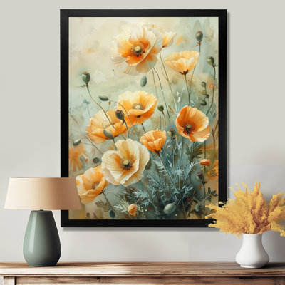 «Yellow Poppies Whispers Of Love II», art mural coquelicots