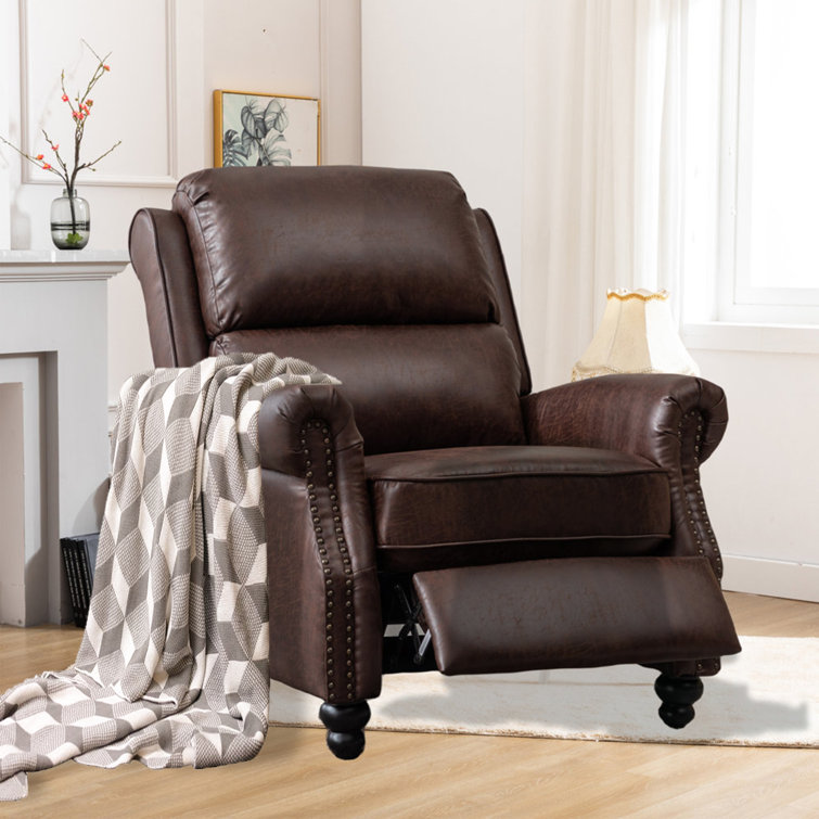 34" Wide Classic and Overstuffed Soft Pushback Recliner with Rivet