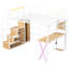 Lit mezzanine en métal avec bureau, rangement, DEL et garde-robe - Créez un poste de travail, une tablette, idéal pour les petites pièces-1873759481