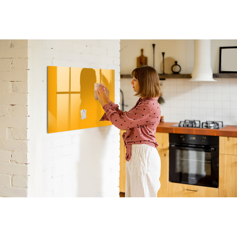 Magnetic Glass Dry Erase Board, Golden Yellow