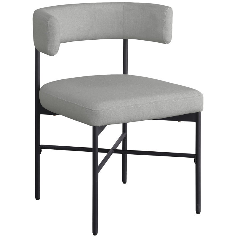 Klaidi Linen Textured Fabric Dining Chair, Grey Linen Textured Fabric, Brushed Gold