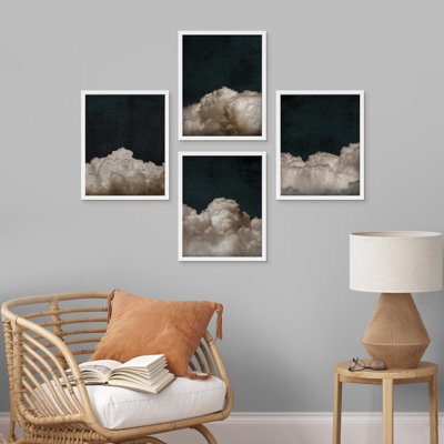 «Vintage Cloudy Sky Nature Landscape Close Up», reproduction encadrée sur papier 4 pièces