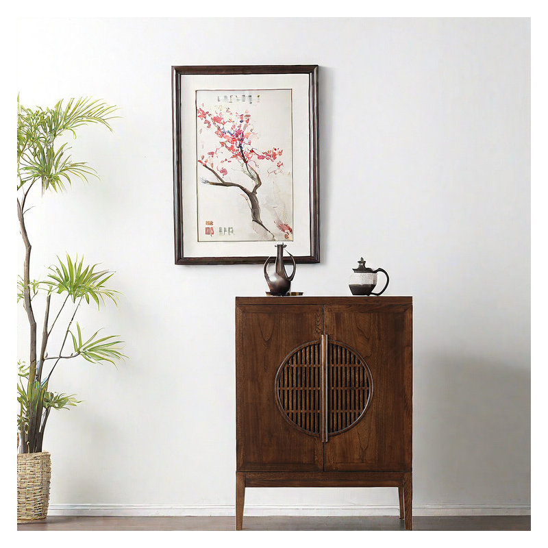 Simple Light Luxury Entrance Cabinet Accent Cabinet, Dark Brown