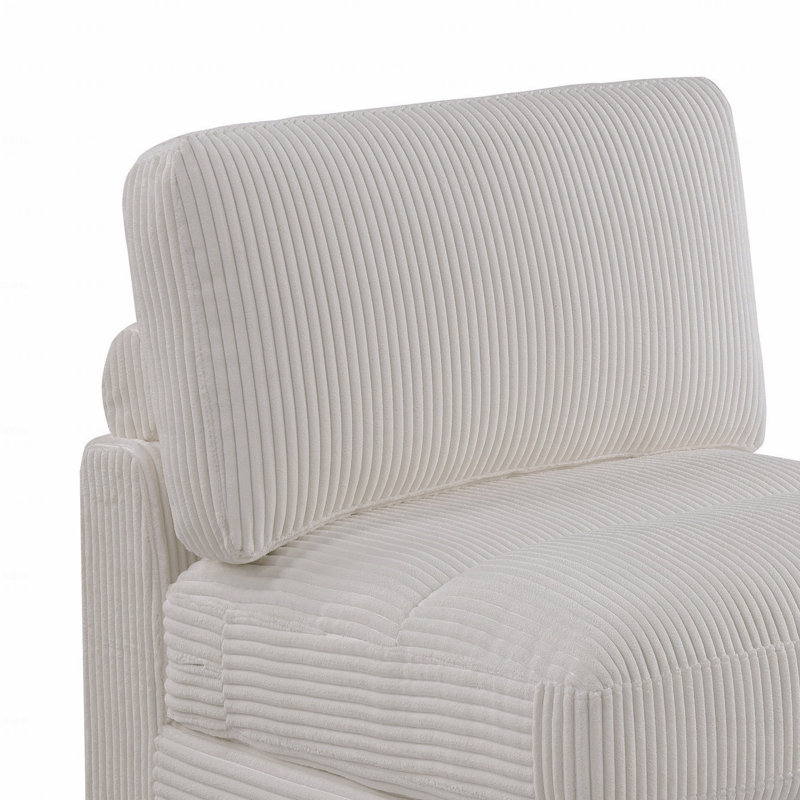 Fauteuil sans accoudoirs en velours côtelé beige