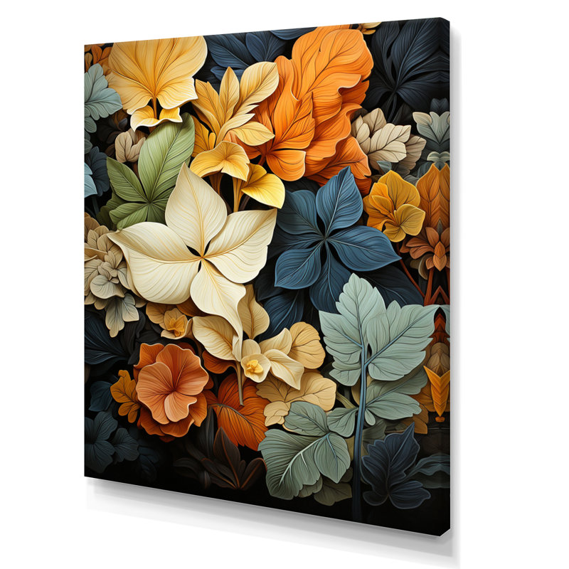 Feuilles d'automne, palette en sourdine - impression, H 40 po x l 30 po x P 1,5 po, Toile tendue