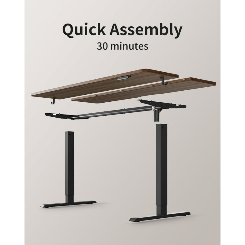 Bureau électrique debout, bureau assis-debout à hauteur ajustable, Noir / brun, L 55 po x P 24 po