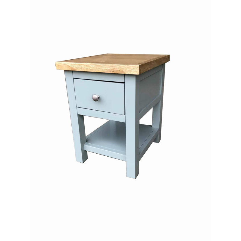 Zeb 36cm W Solid Wood Bedside Table, Blue