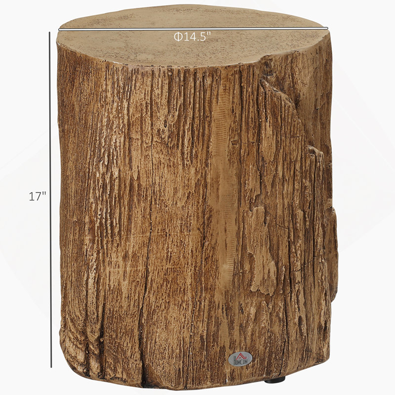 Tabouret de souche d'arbre, table d'appoint décorative, table de bout en béton avec finition grain de bois