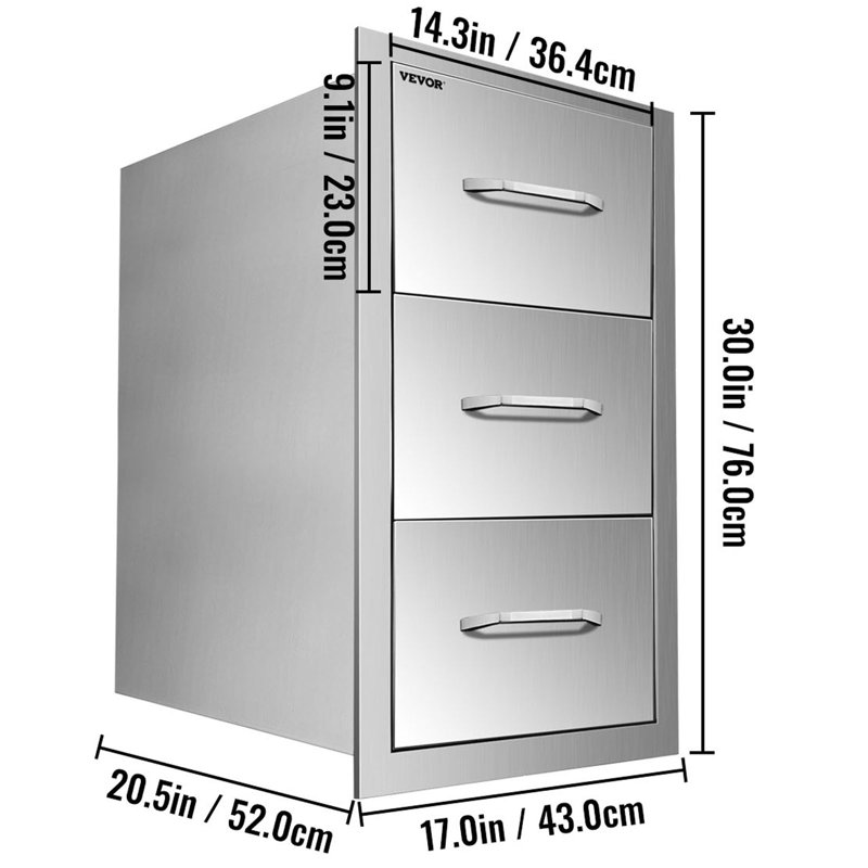17'' Stainless Steel Drop-In Drawers