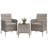 3-Piece Outdoor Bistro Set, PE Rattan Conversation Set with 2 Cushioned Chairs & Tempered Glass Table, All-Weather for Balcony/Patio-512608083-512608092