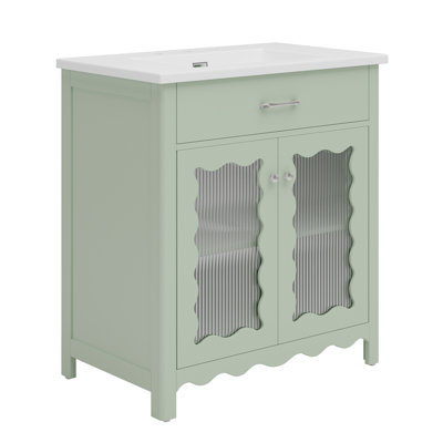 Meuble-lavabo moderne avec lavabo en céramique en verre trempé et portes à fermeture en douceur pour plus de durabilité et de style
