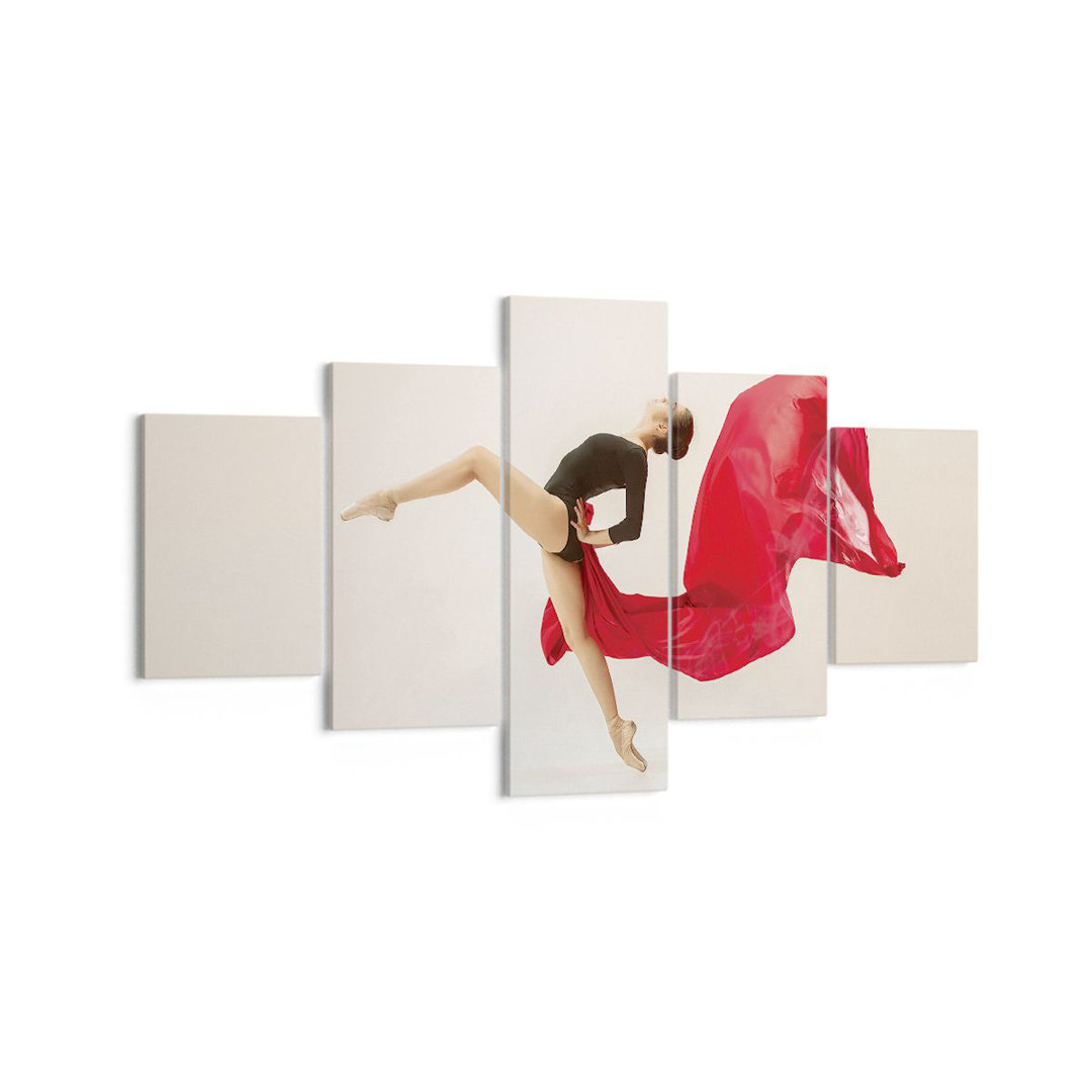 5-tlg. Leinwandbild-Set Ballerina Dance Red