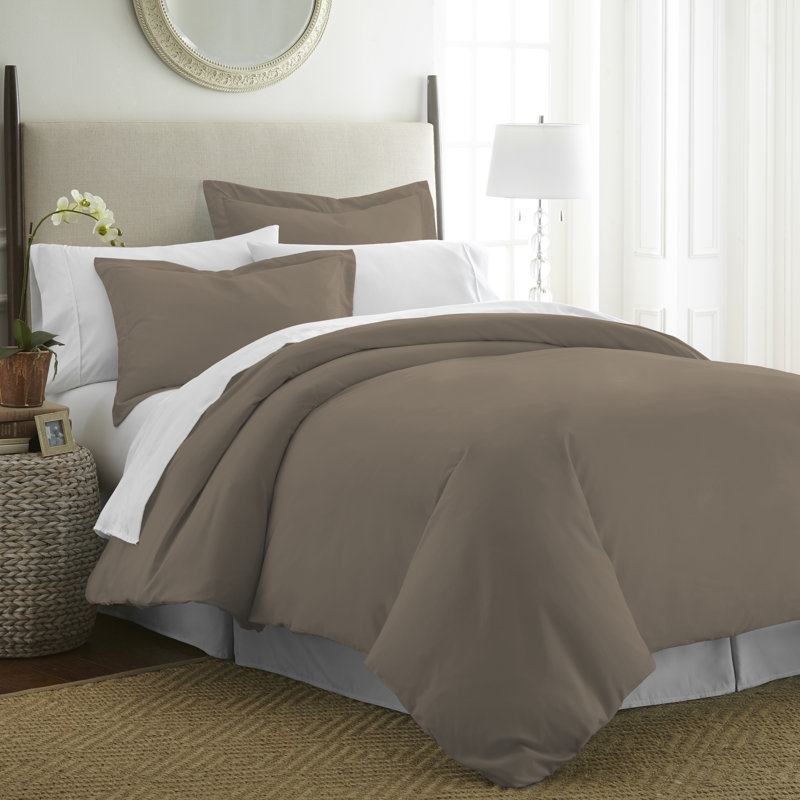 Taupe Ultra Soft Microfiber Queen Duvet Cover Set