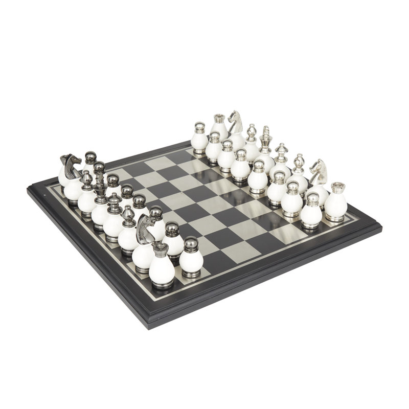 Ensemble de jeu en aluminium Neta, H 4,25 po x L 15,85 po x l 15,85 po, Blanc / argenté