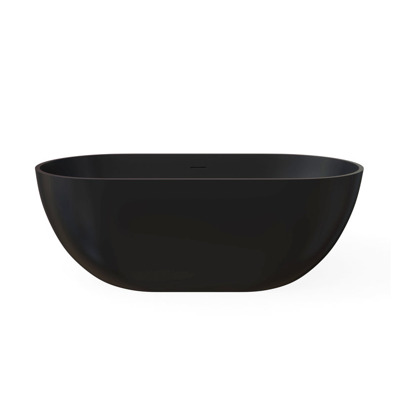 Baignoire de trempage à surface solide de 59 pouces - Baignoire profonde autoportante, Noir mat
