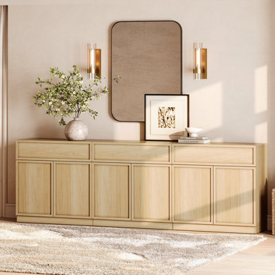Modern Accent Cabinet with 6 Doors and Drawer, Multifunctional Accent Chest with Large Storage and Adjustable Shelf