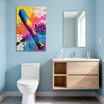 Abstract Colorful Bat Graffiti Art Print Canvas