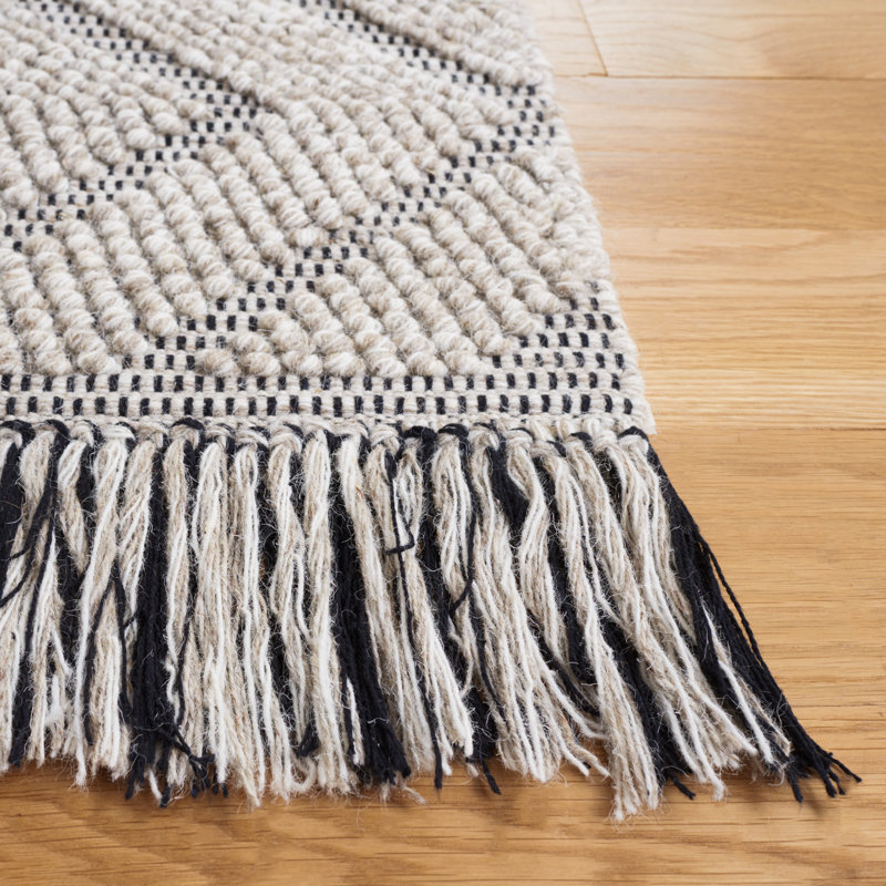 Tapis rayé en laine / coton Ailiedh Vermont, Carré 6 pi