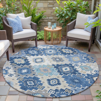 Tapis bleu intérieur / extérieur lavable à la machine Xhevrie