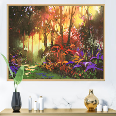 Peinture de jeu vidéo de forêt mystique - art mural moderne sur toile