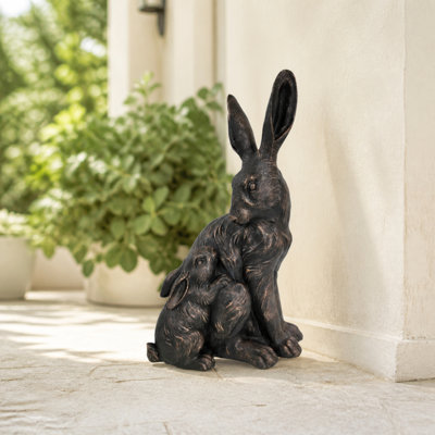 Mother Hare and Baby Garden Statue