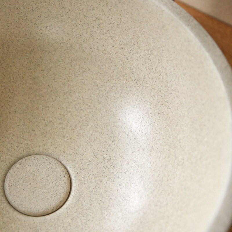 Micha Round Cream Terrazzo Bathroom Sink, Cream