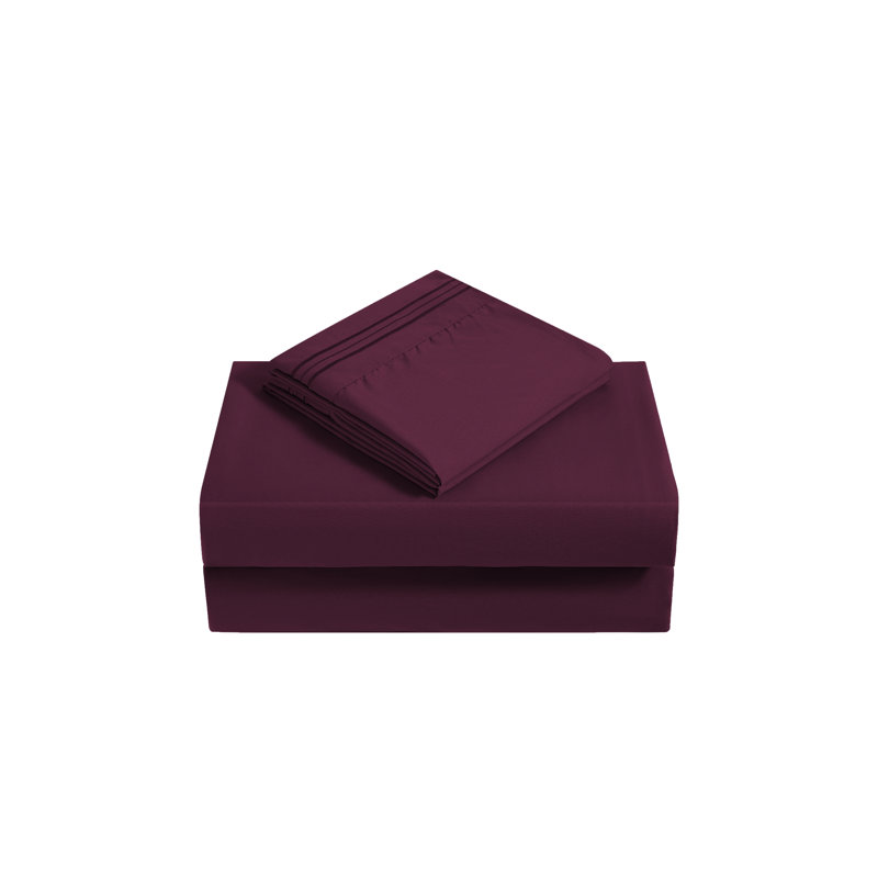 Ensemble de draps en rayonne , Aubergine, Ensemble de draps pour lit simple + 1 drap-housse 