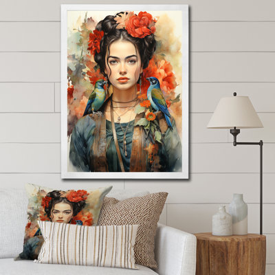 «Lynnete Coral Teal Mexico Art Selfportrait» avec - reproduction
