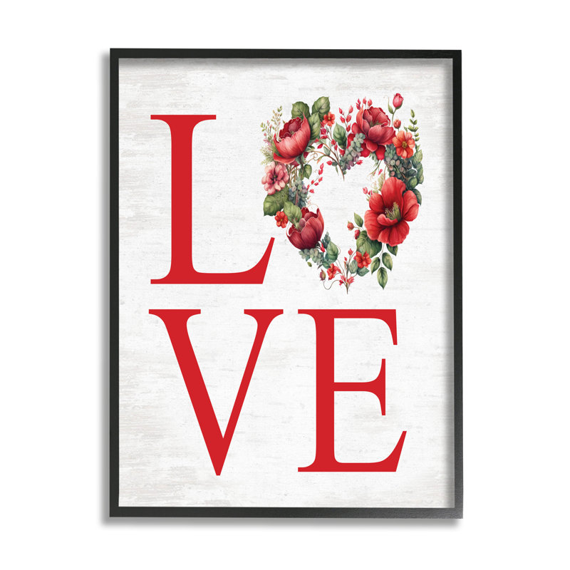Ba-832 - Amour avec couronne de cœur encadrée sur bois par impression à lettres et doublée, Giclée encadrée noir minuit