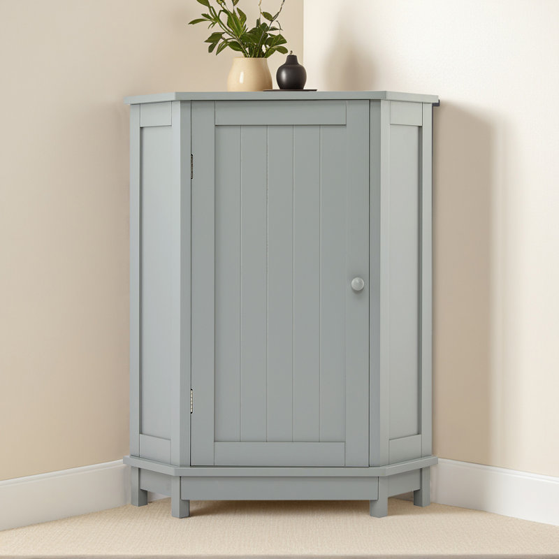 31.2" H Accent Bathroom Storage Corner Cabinet With Shelves, Gray