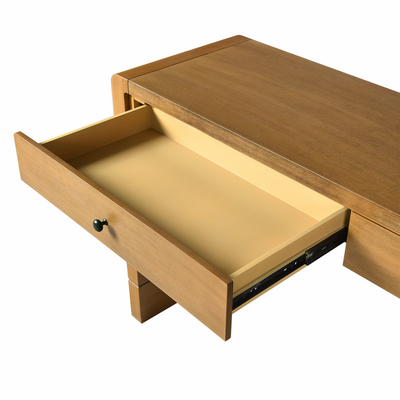Curved Console Table with Storage, Natural