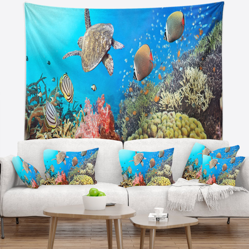 Photographie tapisserie panoramique sous-marine, H 32 po x l 39 po