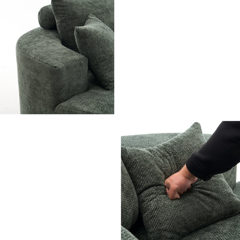 Fauteuil d'appoint rond de 55 po en forme de nuage, fauteuil à assise profonde entièrement assemblé, chenille beige, Green