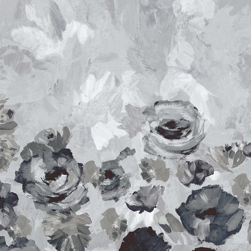 Julie Feels Home Glitter/Shimmer Paeonia Flowers and Plain Twinwall Design 4-panel Wall Mural, Navy Ash