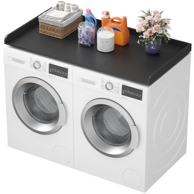 Washer Dryer Countertop, Spice Type, 54" Length X 27.5" Width Melamine Covers With Edge Rails For The Top, Laundry Room Storage And Organization