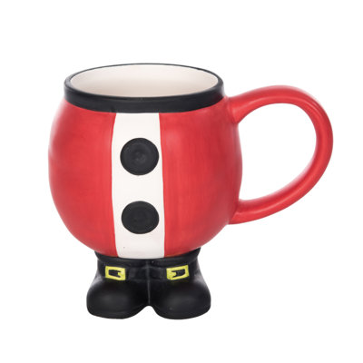 Tasse de père Noël en céramique avec pieds - Verres festifs rouges pour Noël - Utilisation intérieure de 13,4 oz - Parfait pour la décoration des Fêtes, les cadeaux et les cadeaux d'hôtesse - Ajout de table joyeux pour la saison!