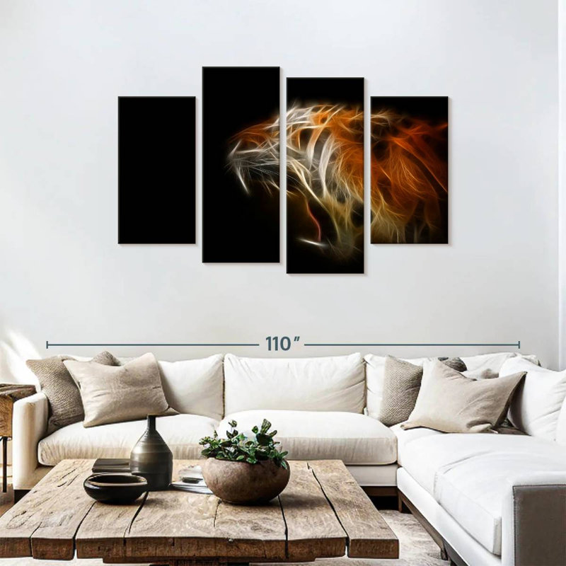 Flammes de tigre abstraites, H 48 po x l 75 po