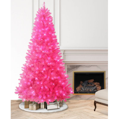 7.5' Pre-lit Dark Green PVC/Hardneedle Tree