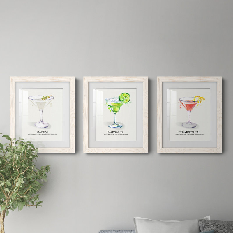 Cosmopolitan - ensemble de 3 cadres photo, H 37,5 po x l 82,5 po x P 1,5 po, Blanc
