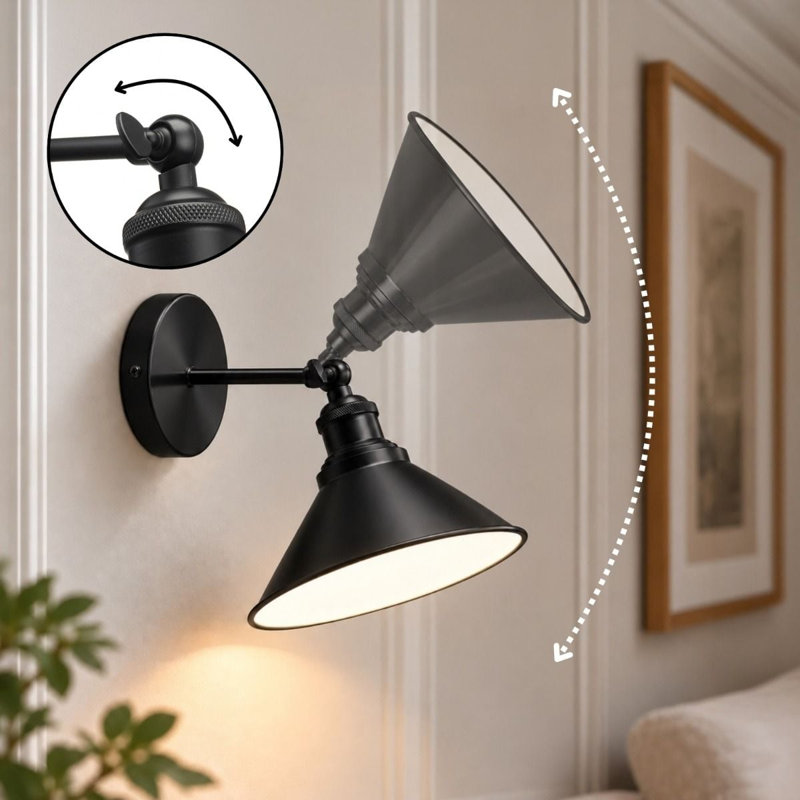 Aluminium LED Armed Sconce, Black