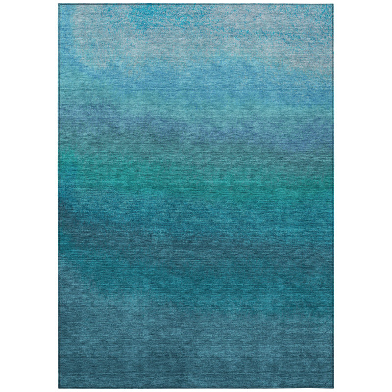 Tapis extérieur lavable bleu sarcelle et bleu ciel 10 'X 14'