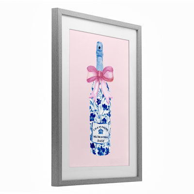 Floral Coquette Champagne Framed Print Under Glass, design by Corinne Haig