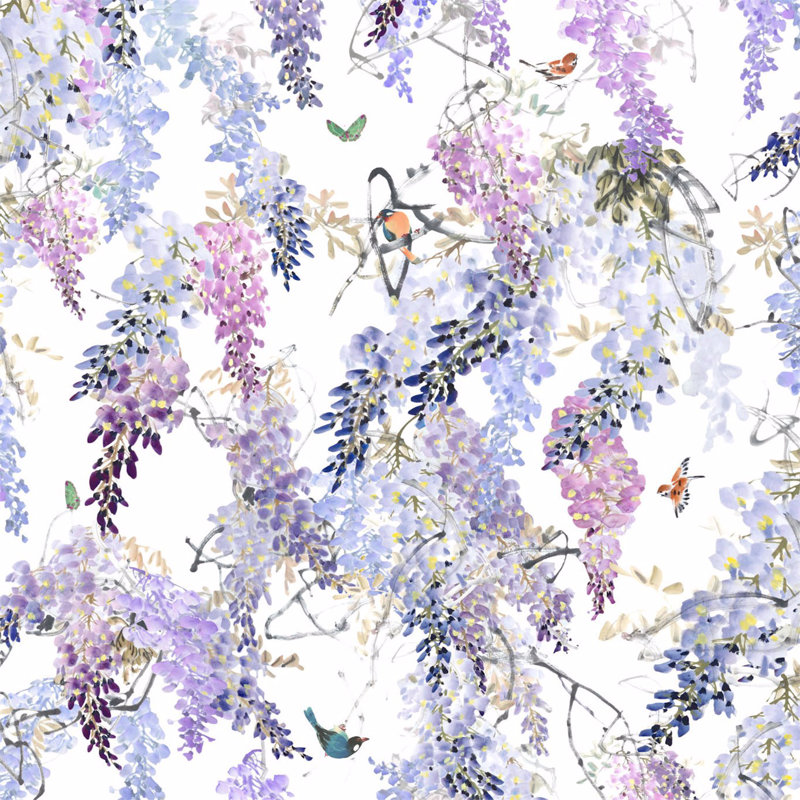 Wisteria Falls Panel B Wallpaper, Lilac