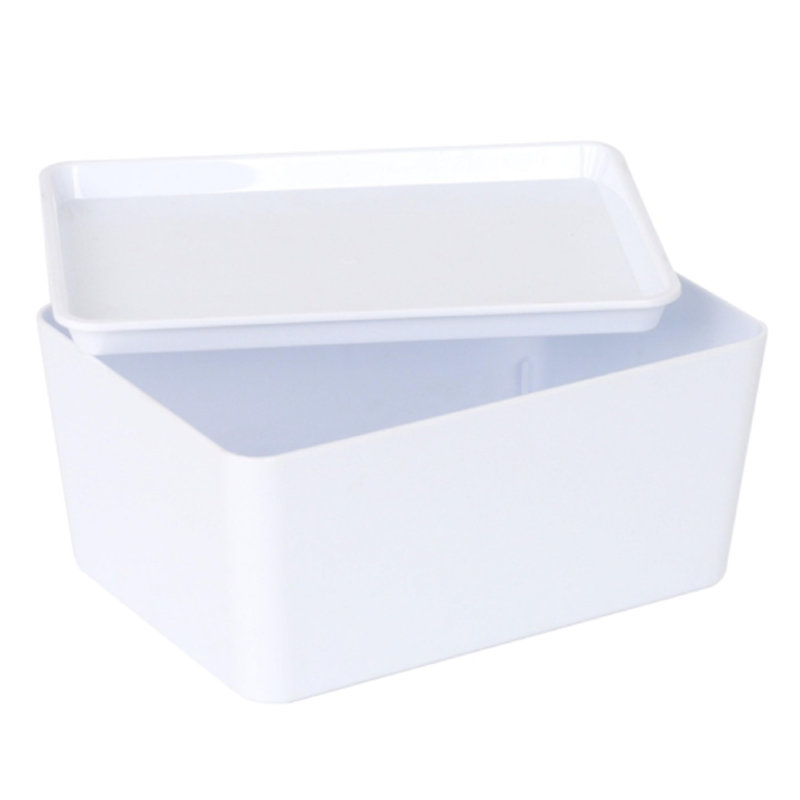 Rebrilliant Plastic Storage Bin With Lid, White Basket With Handle For Organizing, Multipurpose For Classroom, Drawers, Desktop, Office, Playroom, Shelves, Closets