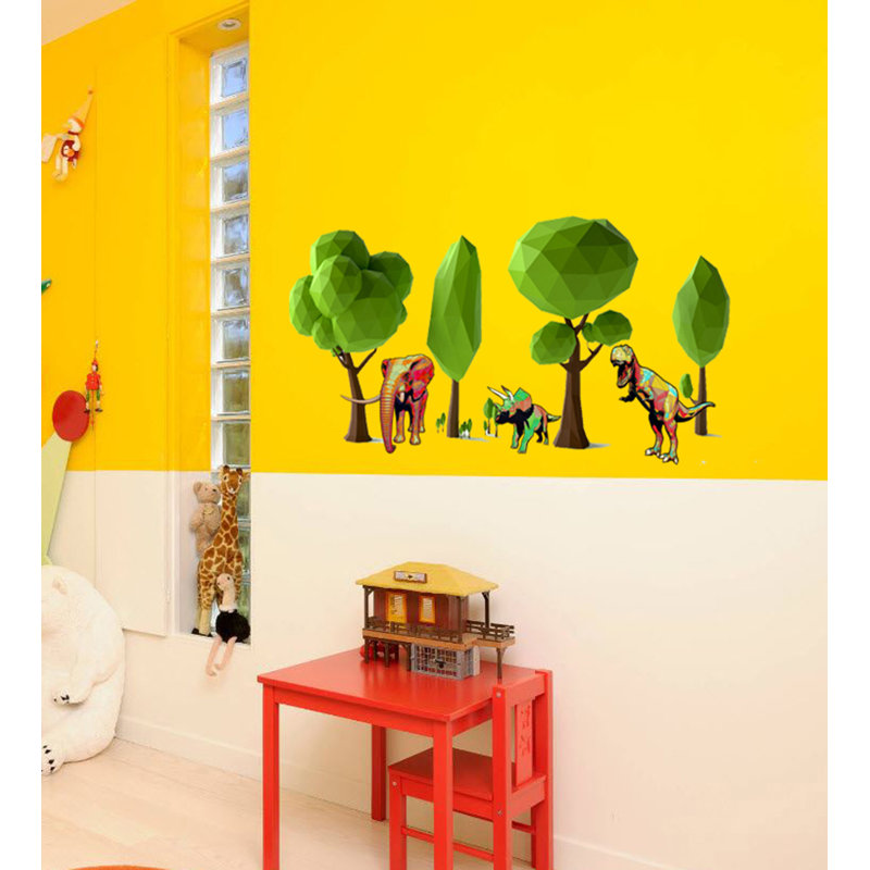 Décalcomanie murale dinosaure arbre polygonale, H 22 po x L 44 po