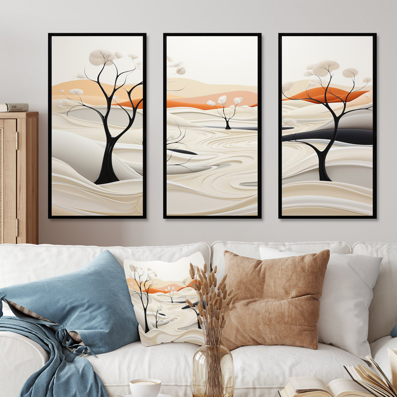 Ensemble de salon Minimalisme Rivers, Cadre flottant noir, H 40 po x l 60 po x P 1 po