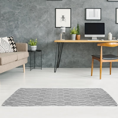 Tapis de zone grise à chevrons lineed